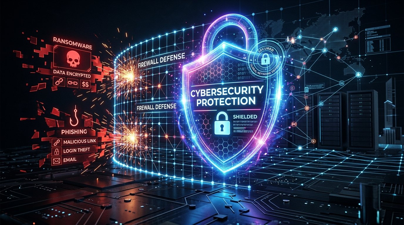 Enterprise Cybersecurity Firewall Shield Defense