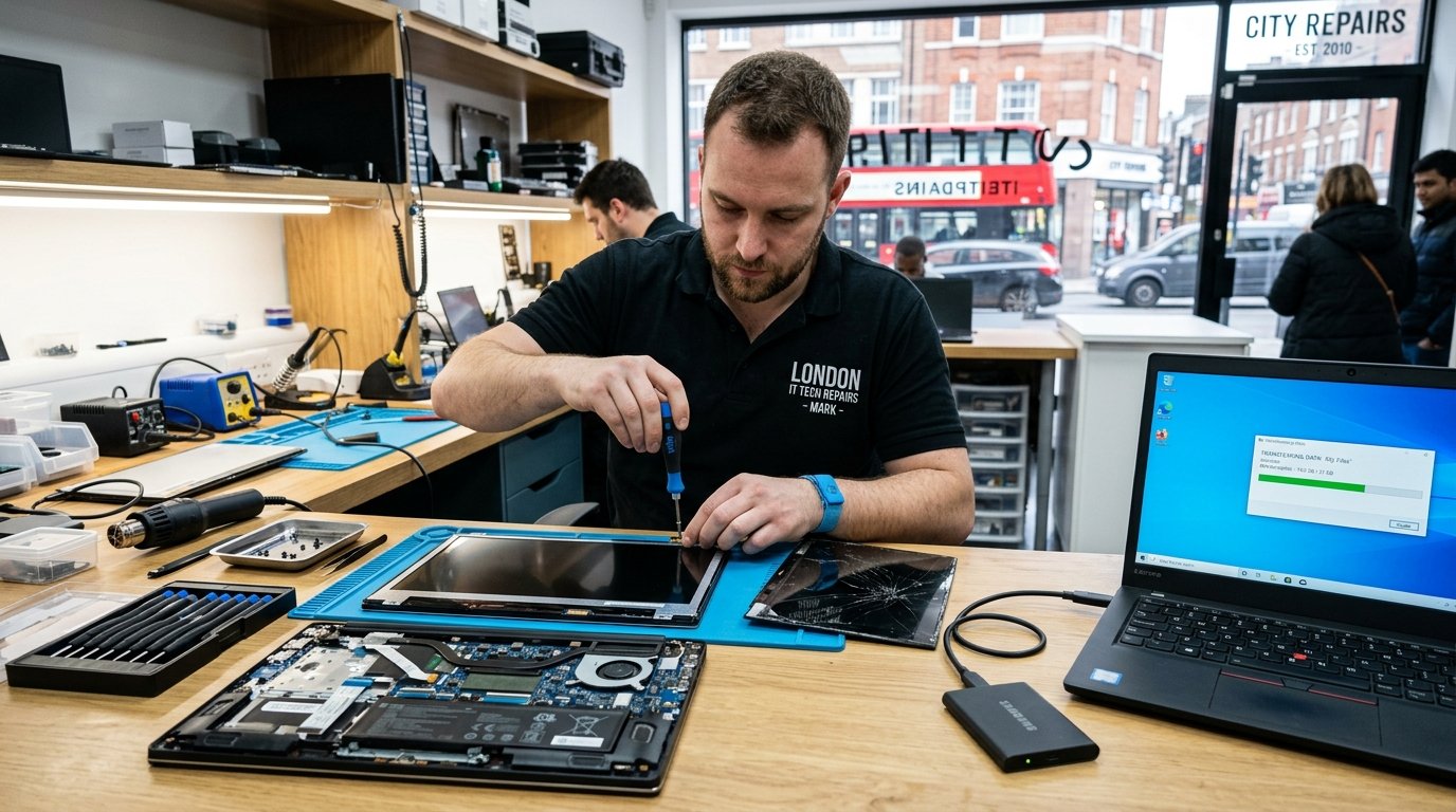 Laptop Screen Replacement and Safe Data Transfer in East London