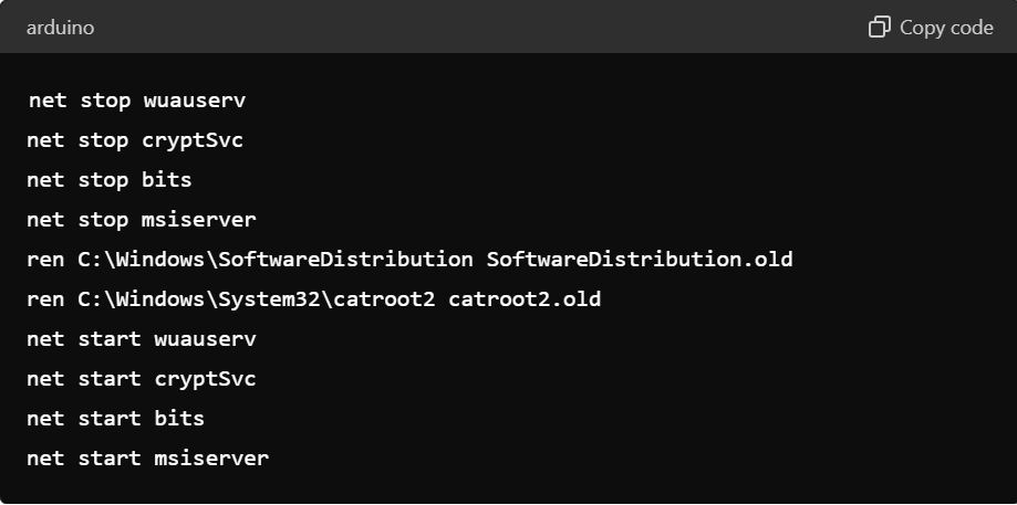 Reset Windows Update Components